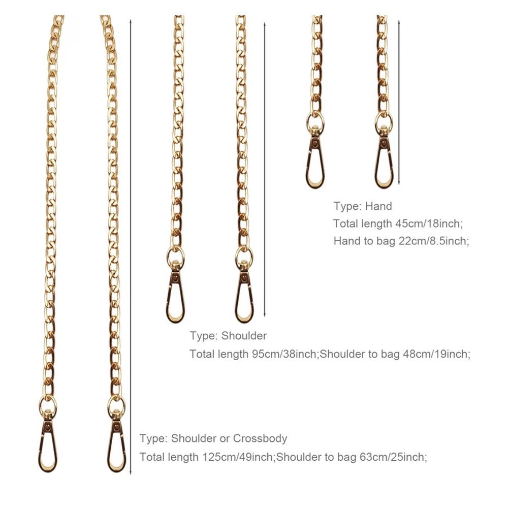 🆕  3 Pack Gold Metal Chains for Purse Wallet Bag Chain Replacement (16",36",48") - Picture 7 of 7